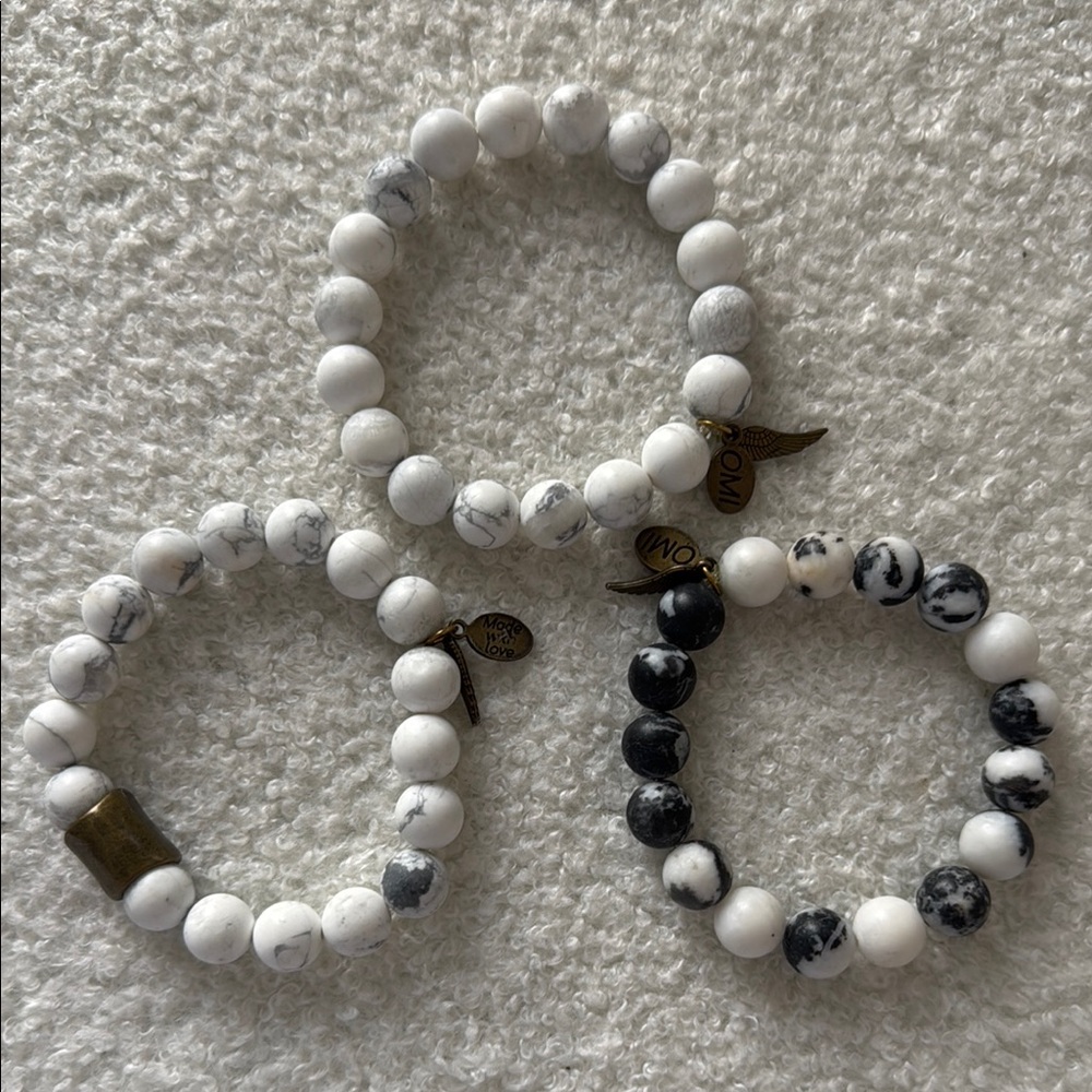 Marble Beaded Bracelets Set
